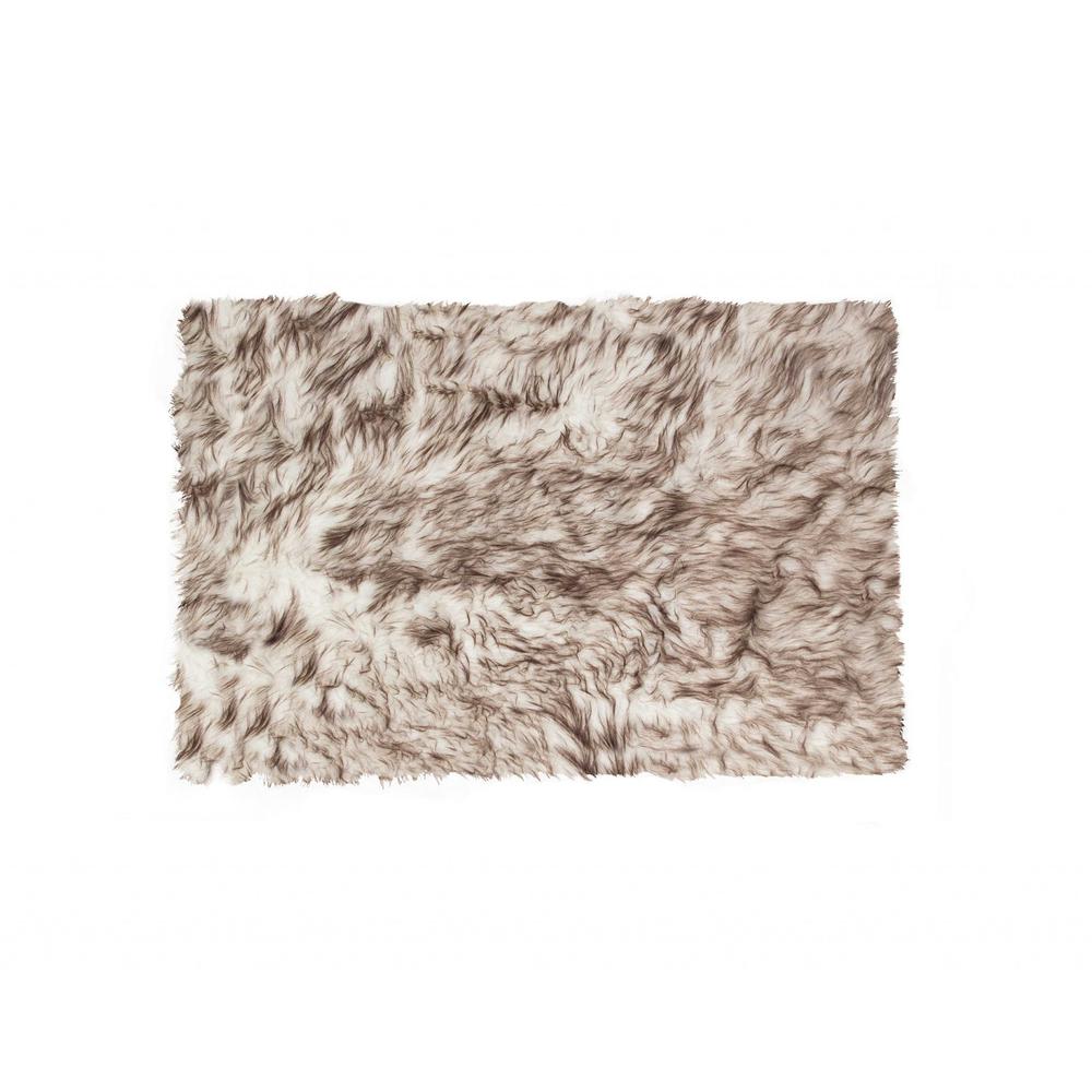 2' x 3' Ombre Brown Faux Sheepskin Area Rug - 317213. Picture 1