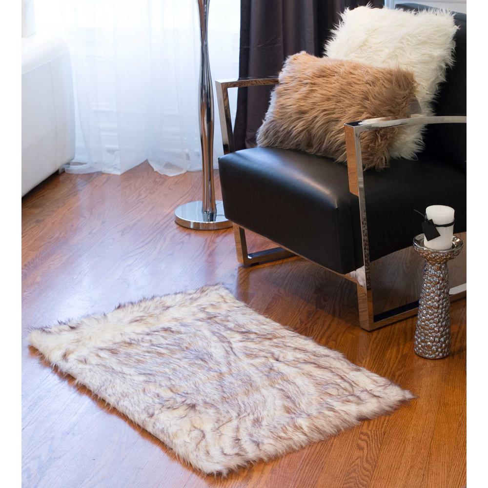 2' x 3' Ombre Brown Faux Sheepskin Area Rug - 317213. Picture 2