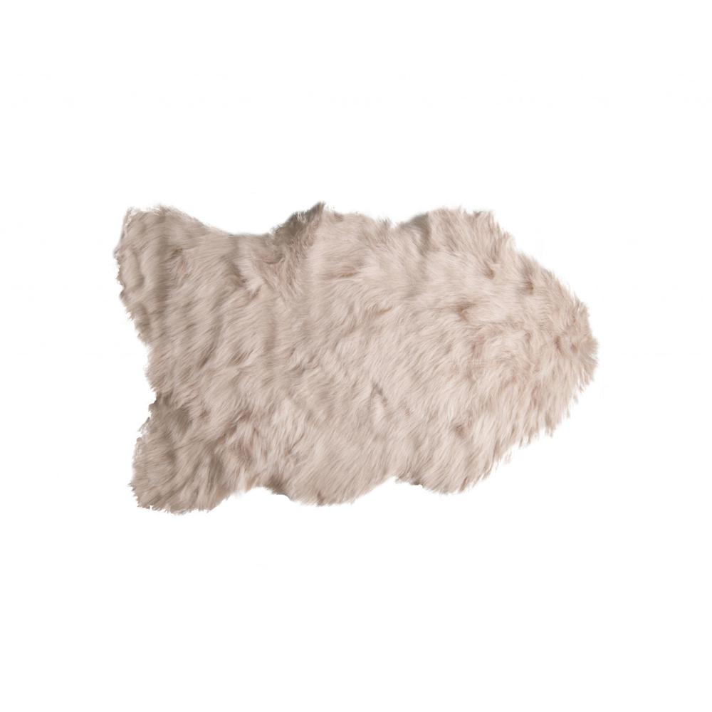 24" x 36" x 1.5" Taupe Faux Sheepskin - Area Rug - 317264. Picture 1