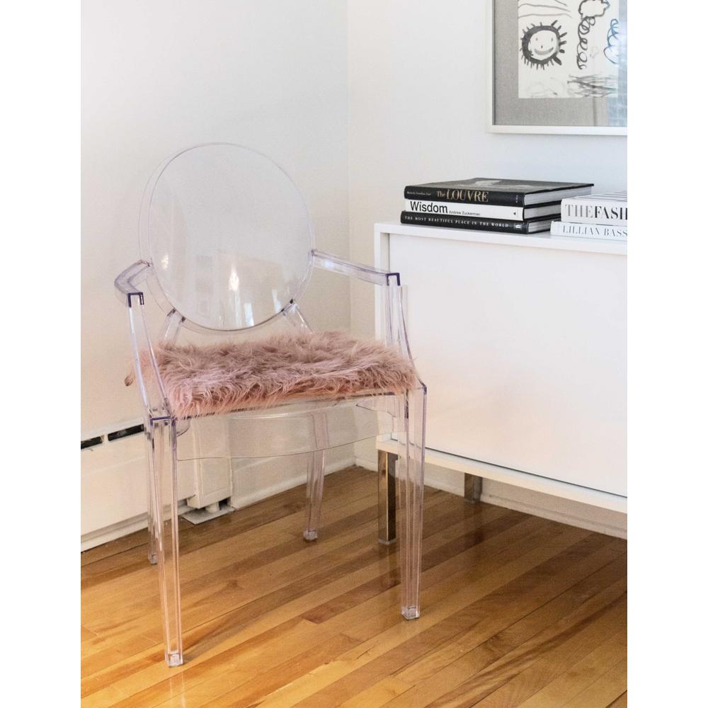 Set of 2 Cozy Mauve Rose Faux Fur Chair Pads - 317272. Picture 3