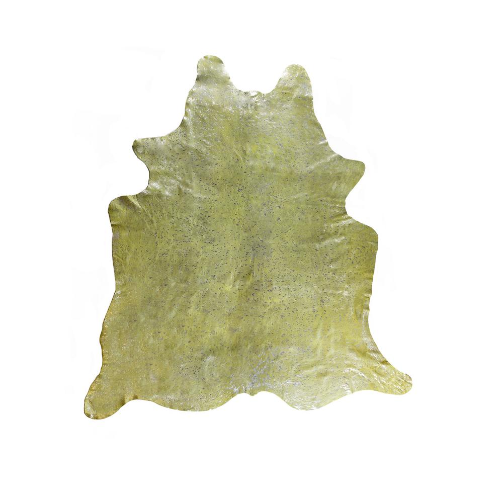 72" x 84" Lime and Silver Cowhide - Area Rug - 317277. Picture 2