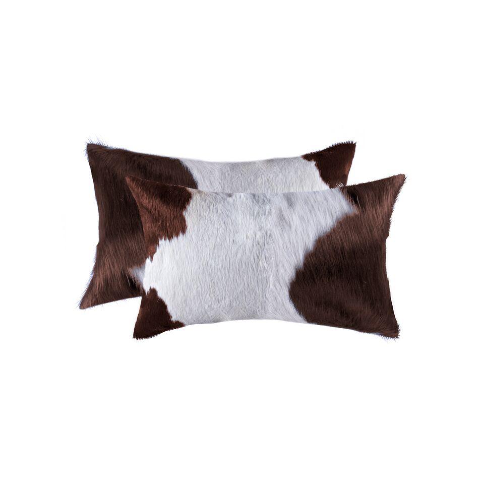 12" x 20" x 5" White And Brown Cowhide  Pillow 2 Pack - 317290. Picture 1