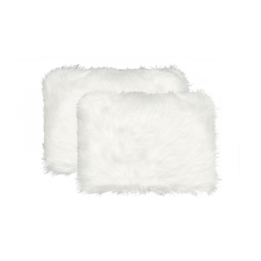 Set of 2 Off White Cozy Faux Fur Lumbar Pillows - 317293. Picture 1