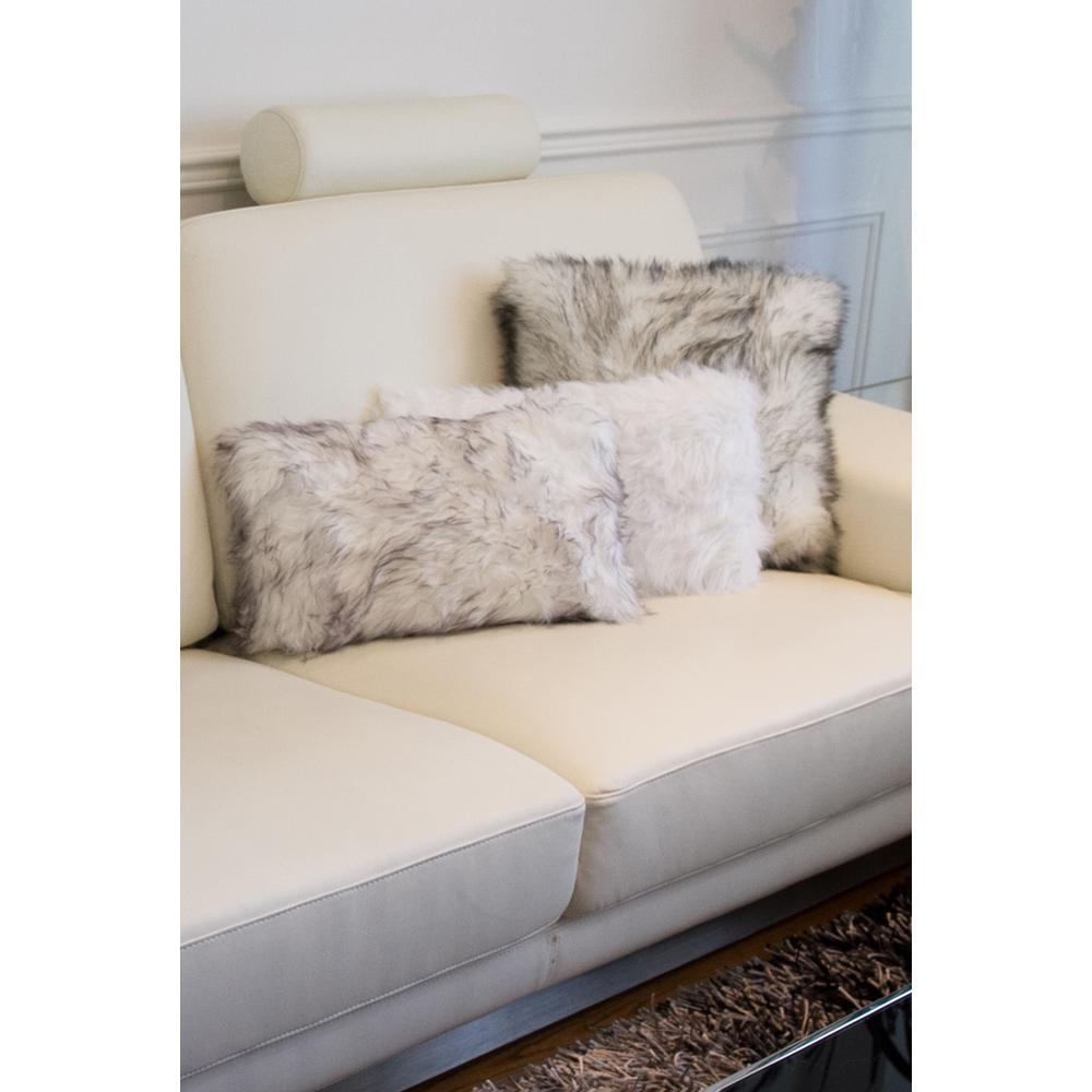 Set of 2 Off White Cozy Faux Fur Lumbar Pillows - 317293. Picture 4