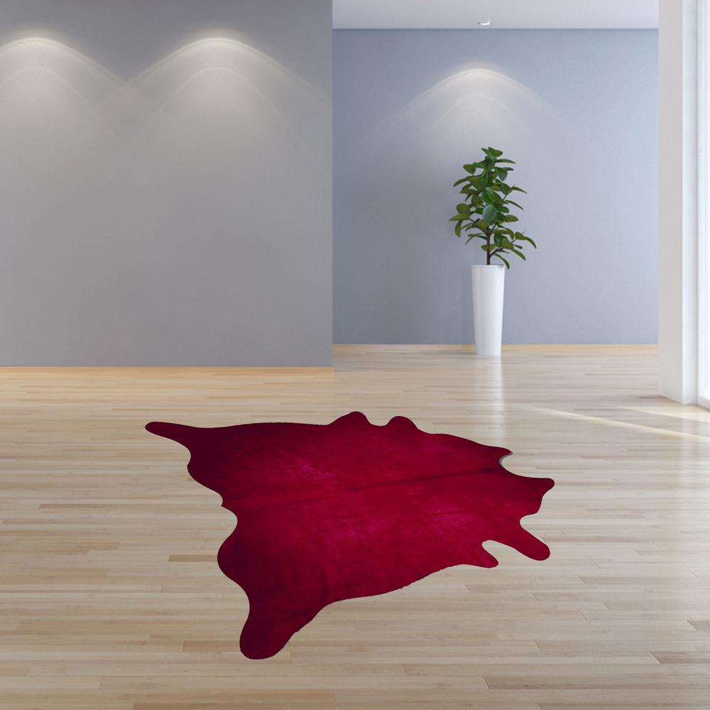 60" x 84" Burgundy Cowhide - Area Rug - 317312. Picture 4