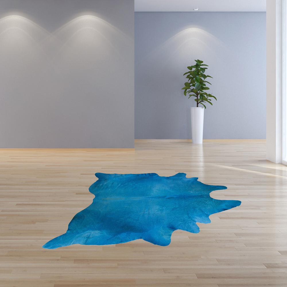 60" x 84" Blue Cowhide - Area Rug - 317333. Picture 4
