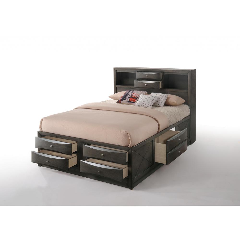 91" X 63" X 56" Gray Oak Rubber Wood Queen Storage Bed - 318716. Picture 2