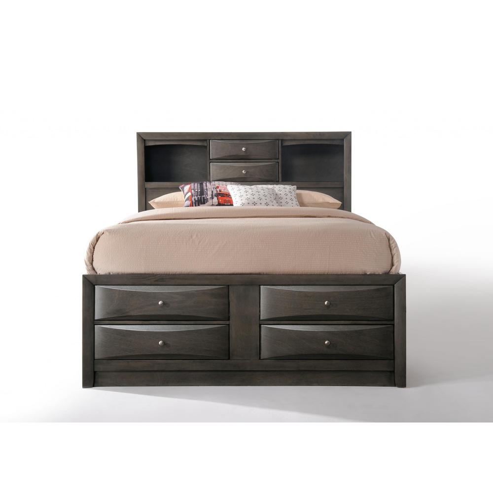 91" X 63" X 56" Gray Oak Rubber Wood Queen Storage Bed - 318716. Picture 3