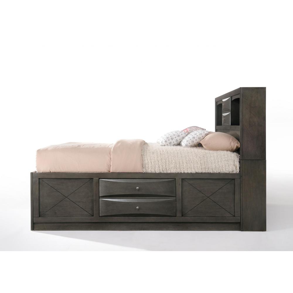 91" X 63" X 56" Gray Oak Rubber Wood Queen Storage Bed - 318716. Picture 4