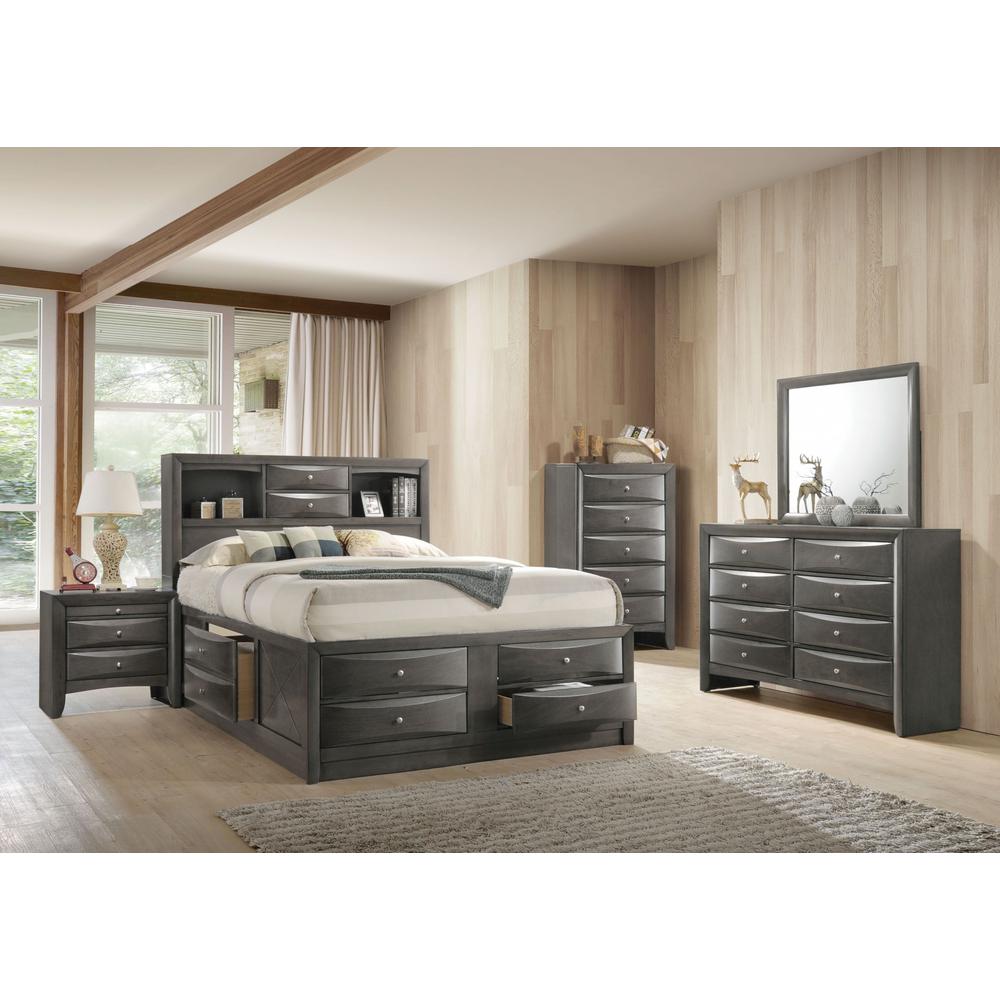 91" X 63" X 56" Gray Oak Rubber Wood Queen Storage Bed - 318716. Picture 5