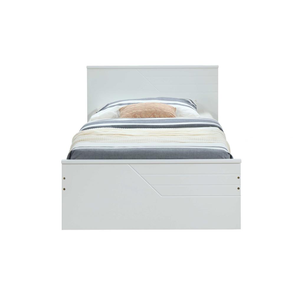 77" X 41" X 32" Twin White Solid Wood Bed - 318761. Picture 2