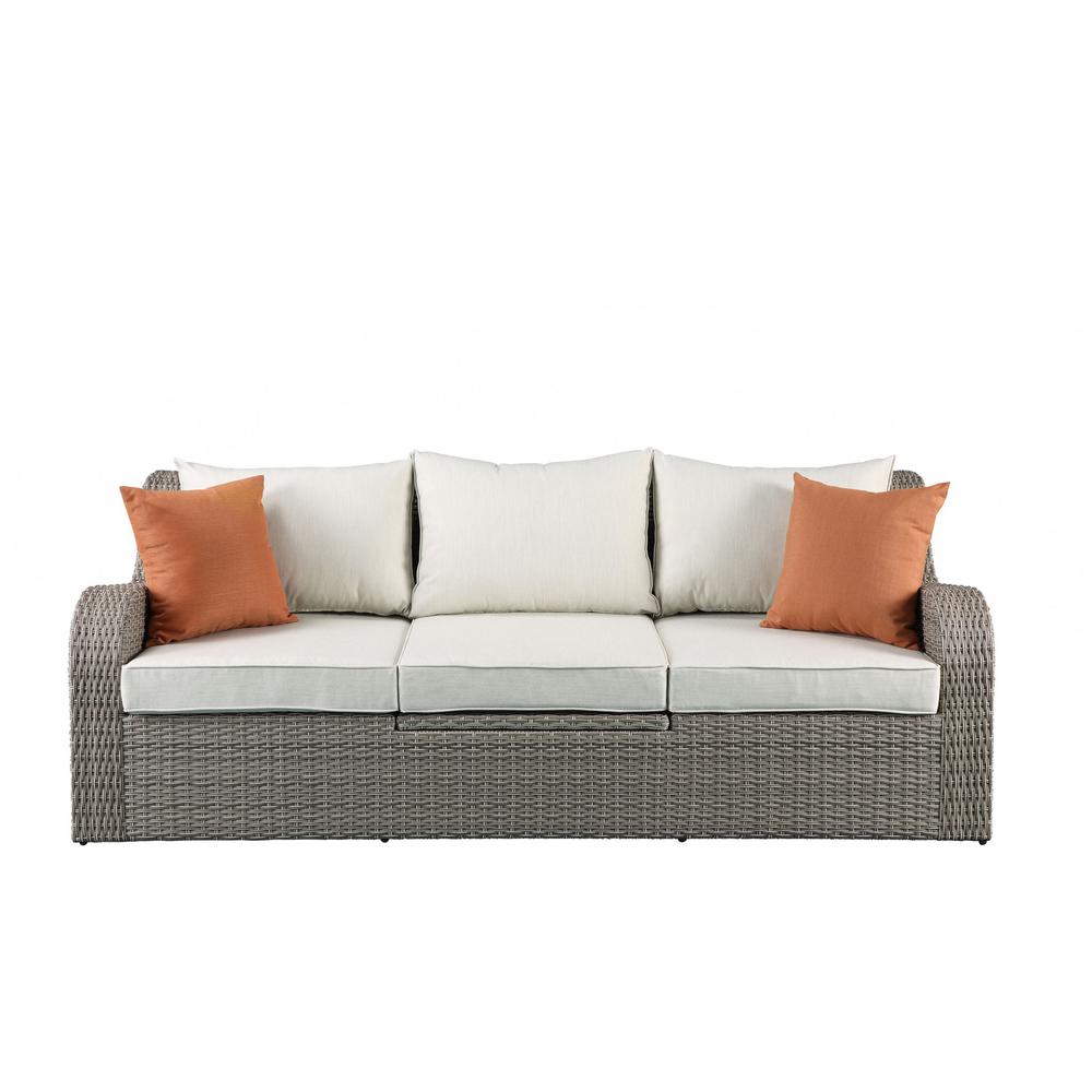 3 Piece Gray Wicker Patio Sectional And Ottoman Set - 318796. Picture 3