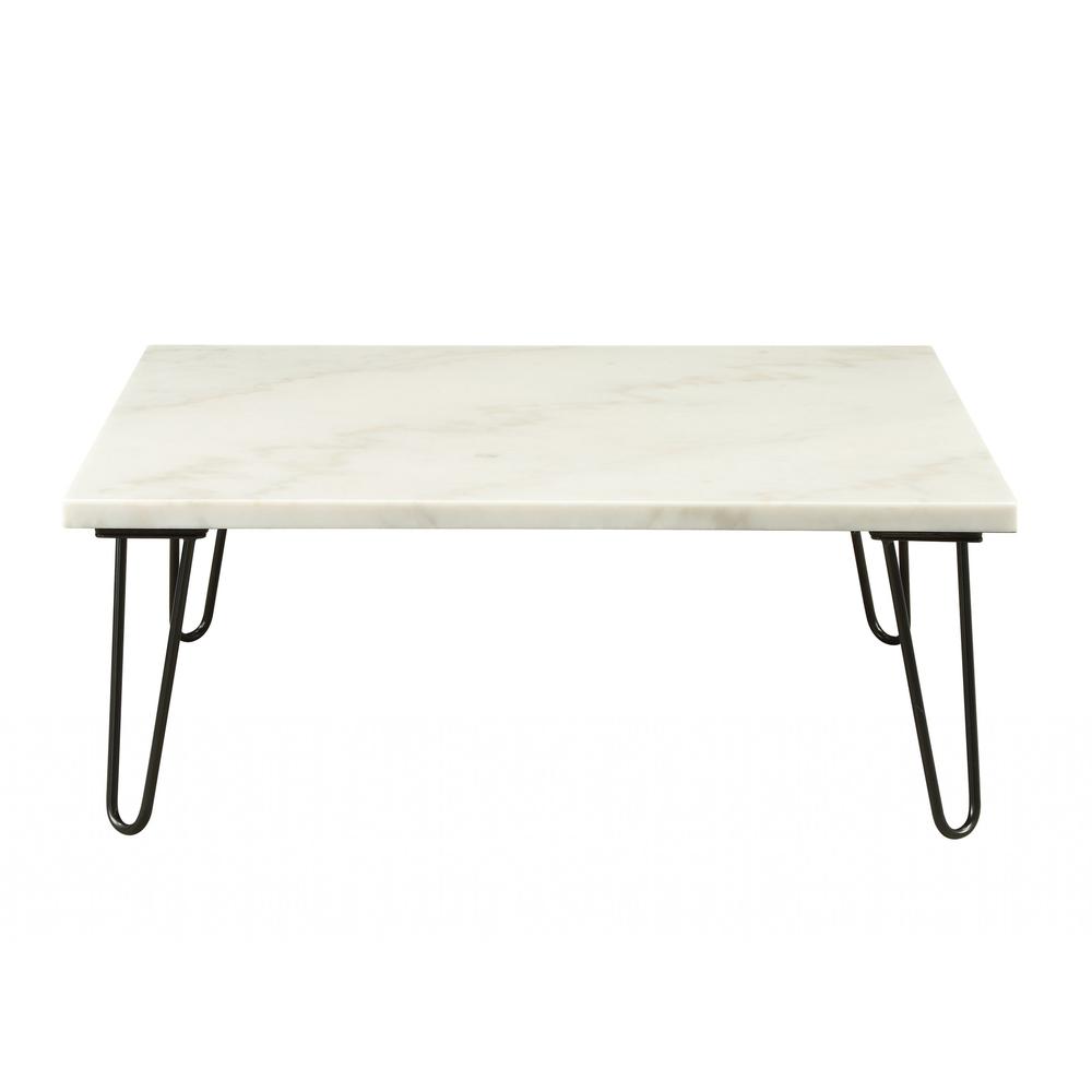 40" X 40" X 15" Real Marble And Black Coffee Table. Picture 1