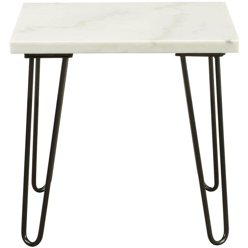 White Marble and Gold Geometric End Table. Picture 5