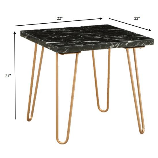 Black Marble and Gold Geometric End Table. Picture 6