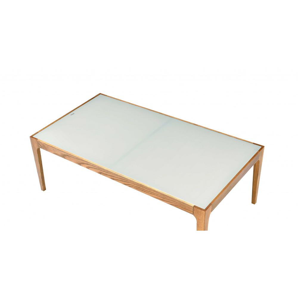 43" X 24" X 15" Natural And Frost Glass Coffee Table. Picture 5