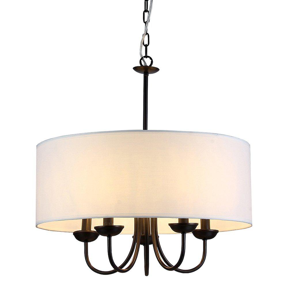 Gwenevere 5-light White Fabric 22-inch Black-finish Chandelier - 320435. Picture 1