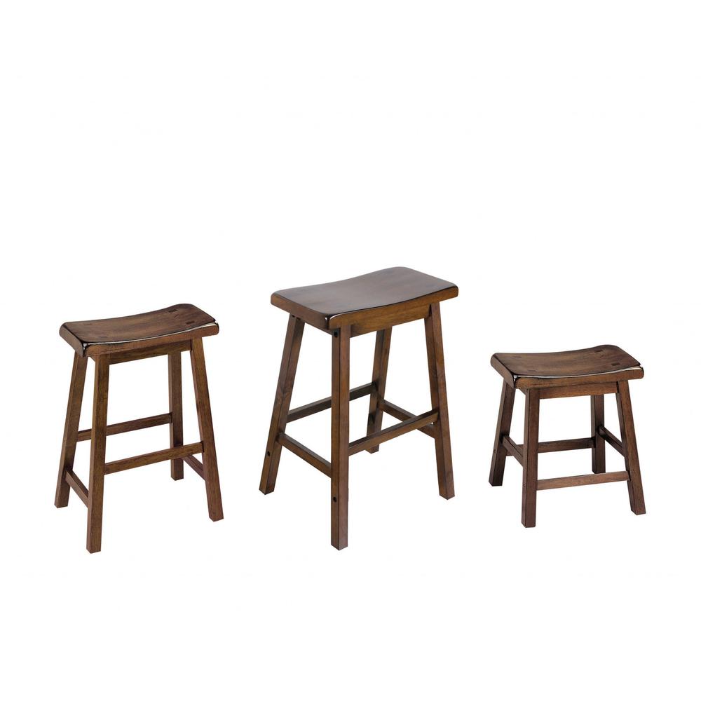 Walnut Wooden Set of 2 Stool - 320543. Picture 4