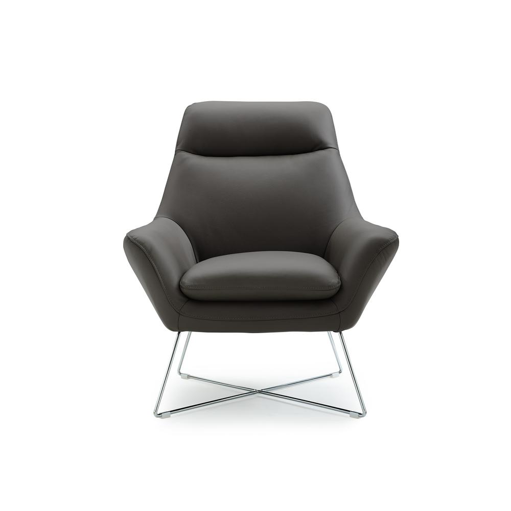Modern Dark Gray Top Grain Italian Leather Accent Chair - 320702. Picture 1