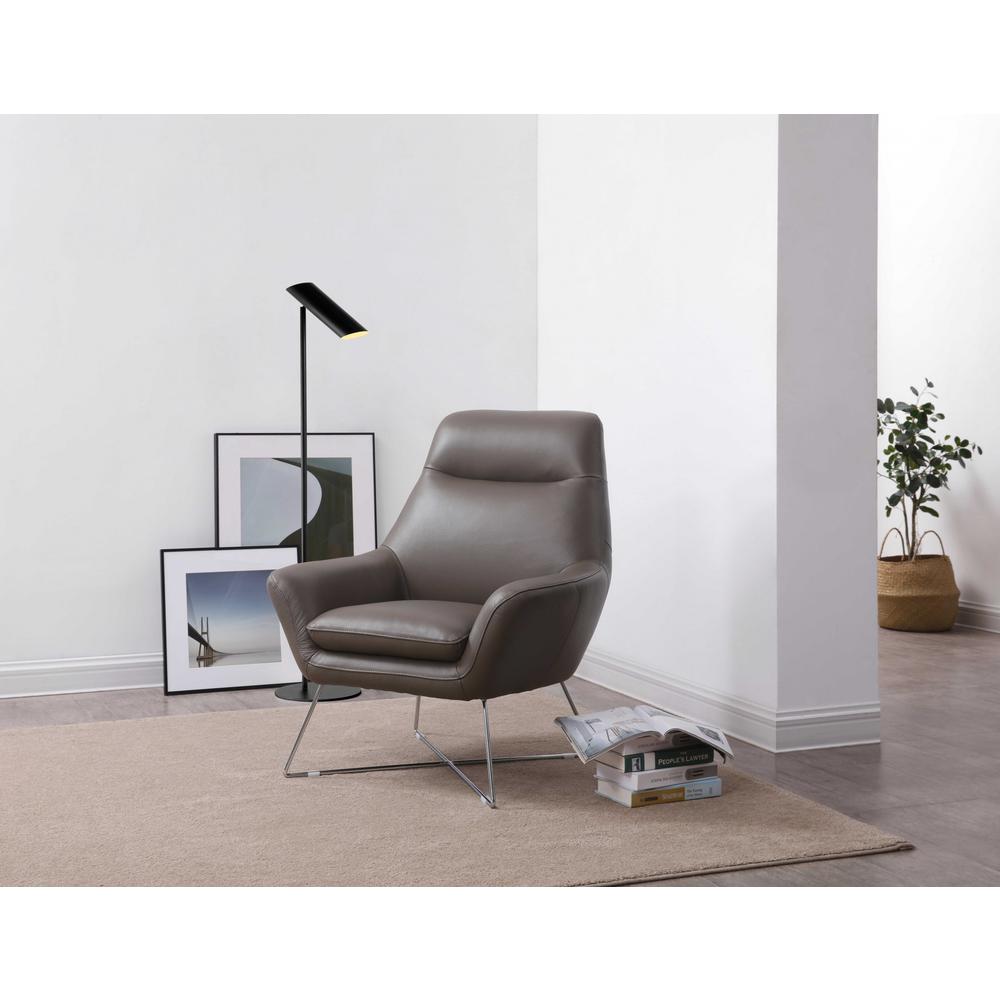 Modern Dark Gray Top Grain Italian Leather Accent Chair - 320702. Picture 3