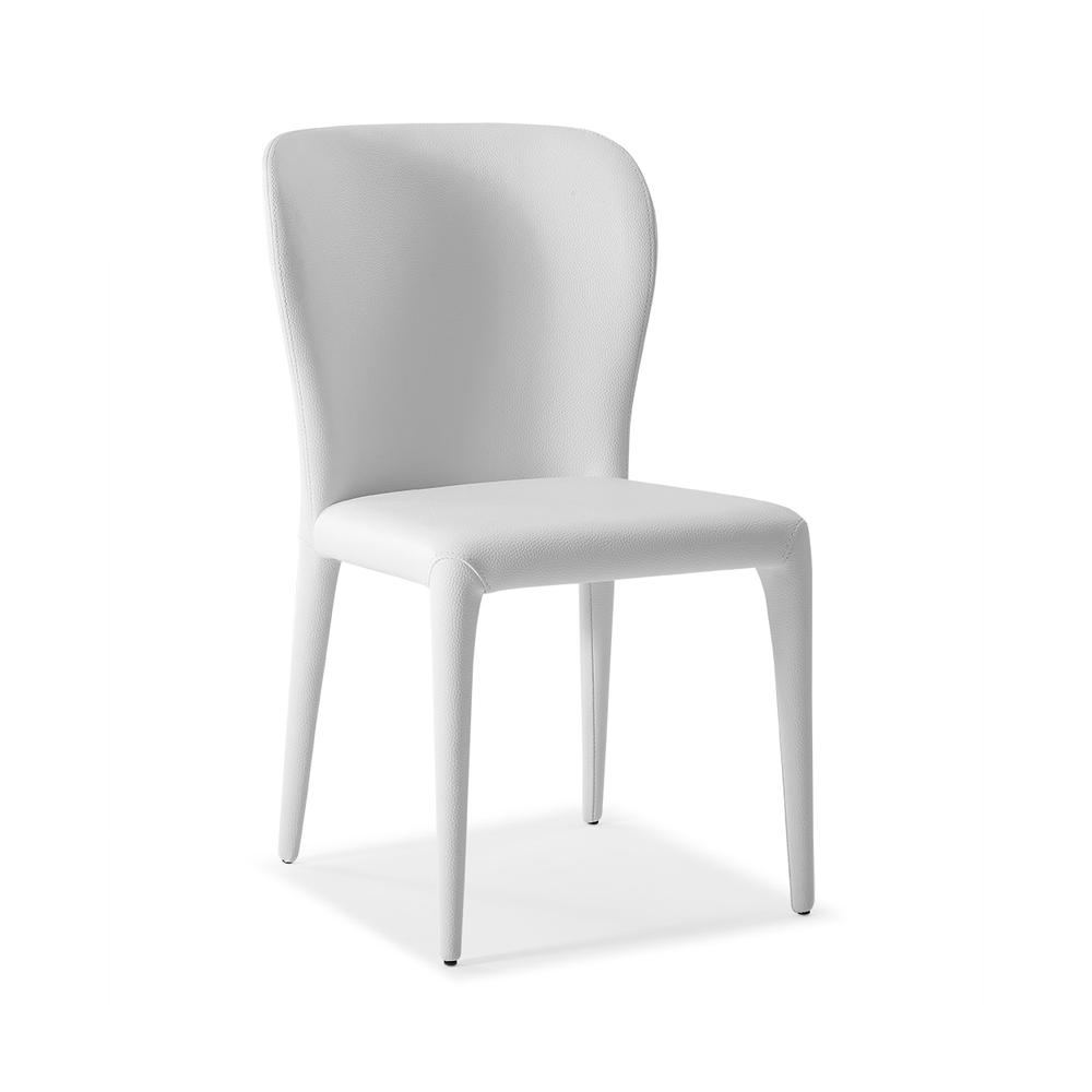 Set of 2 White Faux Leather Dining Chairs - 320748. Picture 1