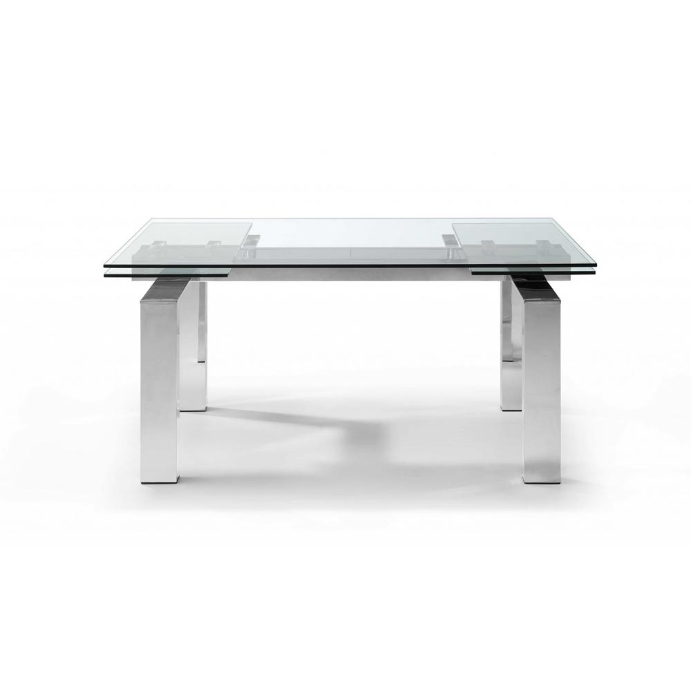 63" X 35" X 30" Clear Glass Aluminum Extendable Dining Table - 320769. Picture 2