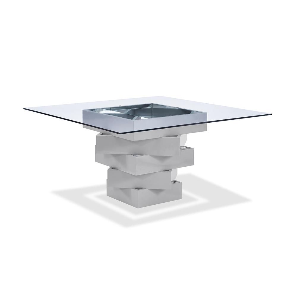 59" X 59" X 30" Gray Glass Dining Table - 320783. Picture 1
