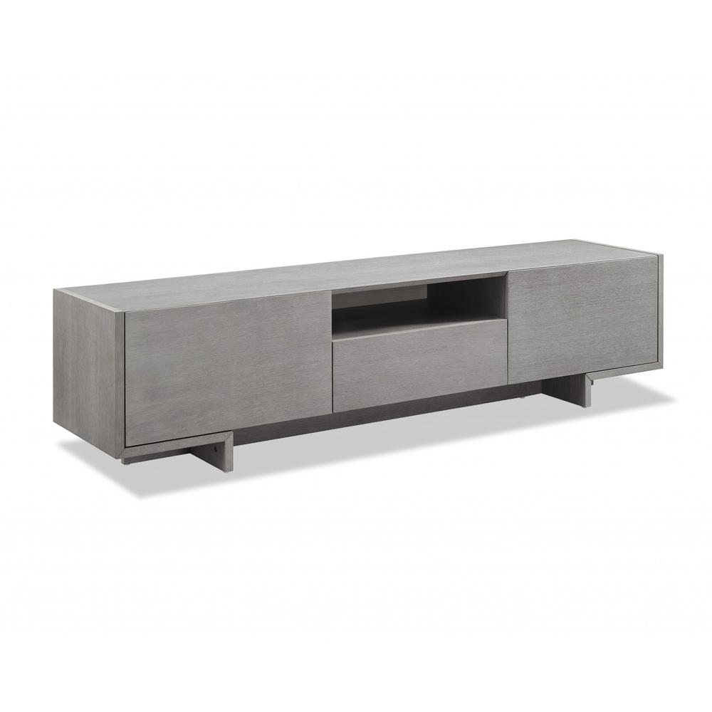 Tv Unit One Middle Drawer And 2 Lid Doors On The Sides All In Grey Oak Venee - 320797. Picture 2