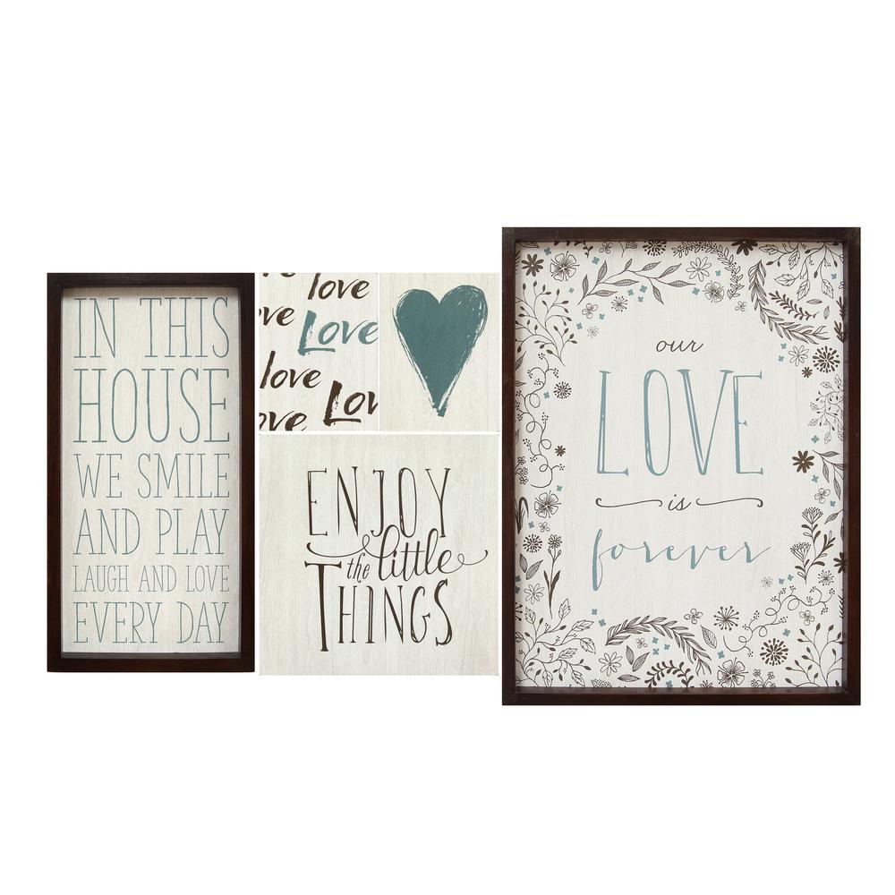 24" X 1" X 18" 5Pcs Multi-color Love Is Forever Wall Art - 321080. Picture 1