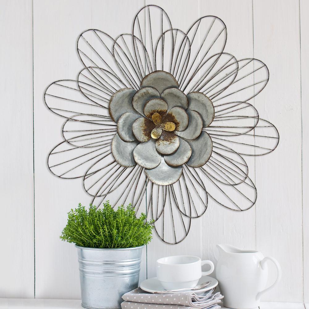 Well-Crafted Galvanized Daisy Metal Wall Decor - 321105. Picture 2