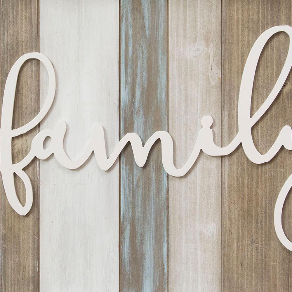 Distressed "Family" White Wood Wall Decor - 321194. Picture 3