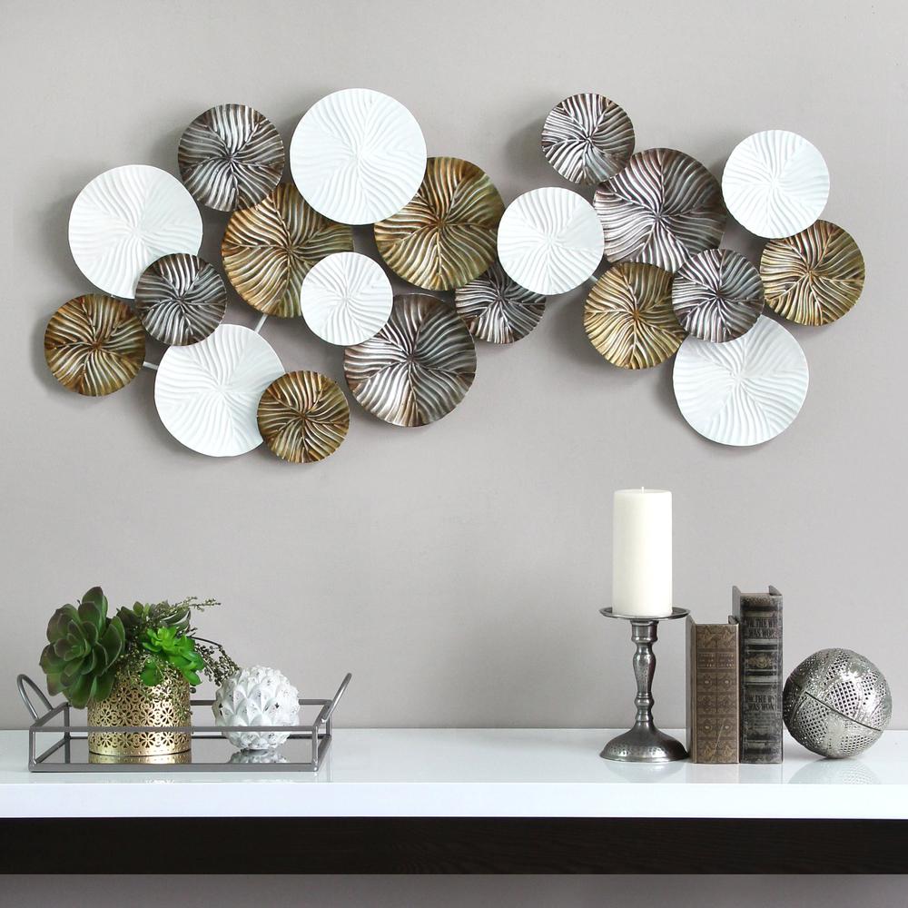 Tri Color Modern Circles Metal Wall Decor - 321287. Picture 2