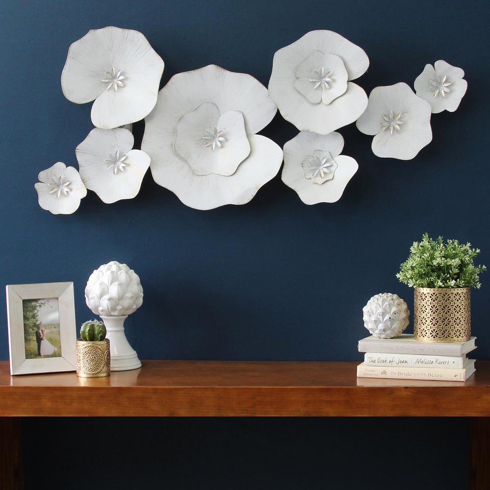 Angelic White Metal Lily Pad Wall Decor - 321293. Picture 2