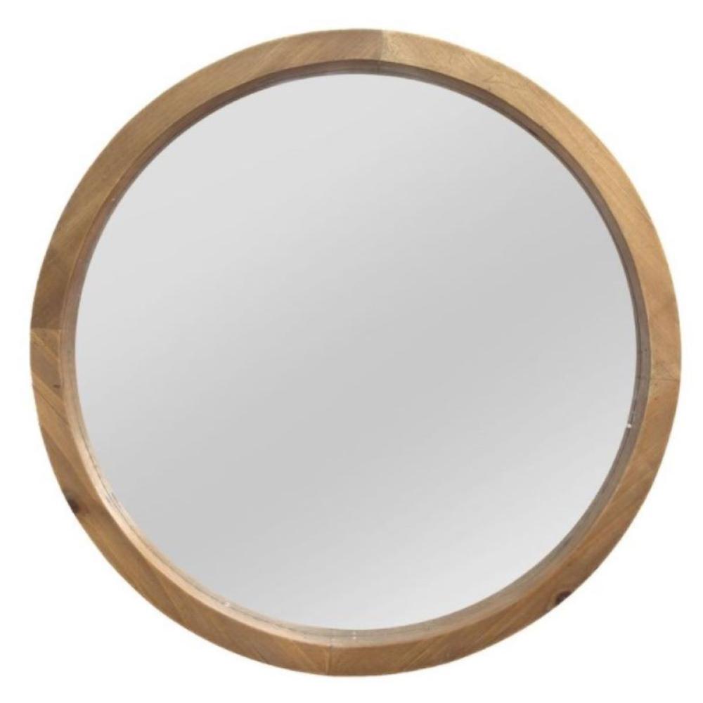 20" Chic Round Wood Framed Wall Mirror - 321298. Picture 5