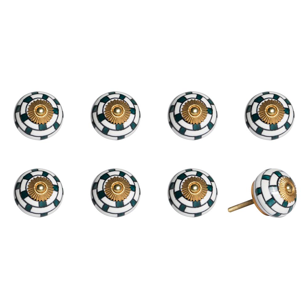 Charming Green and Gold Set of 8 Knobs - 321647. Picture 1