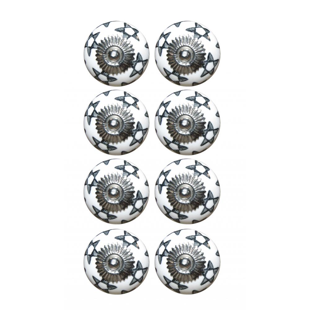 1.5" x 1.5" x 1.5" White Silver And Gray  Knobs 8 Pack - 321651. Picture 1