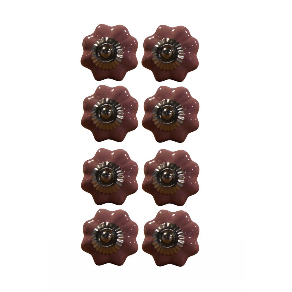 1.5" x 1.5" x 1.5" Glossy Pink Silver And Red  Knobs 8 Pack - 321654. Picture 1
