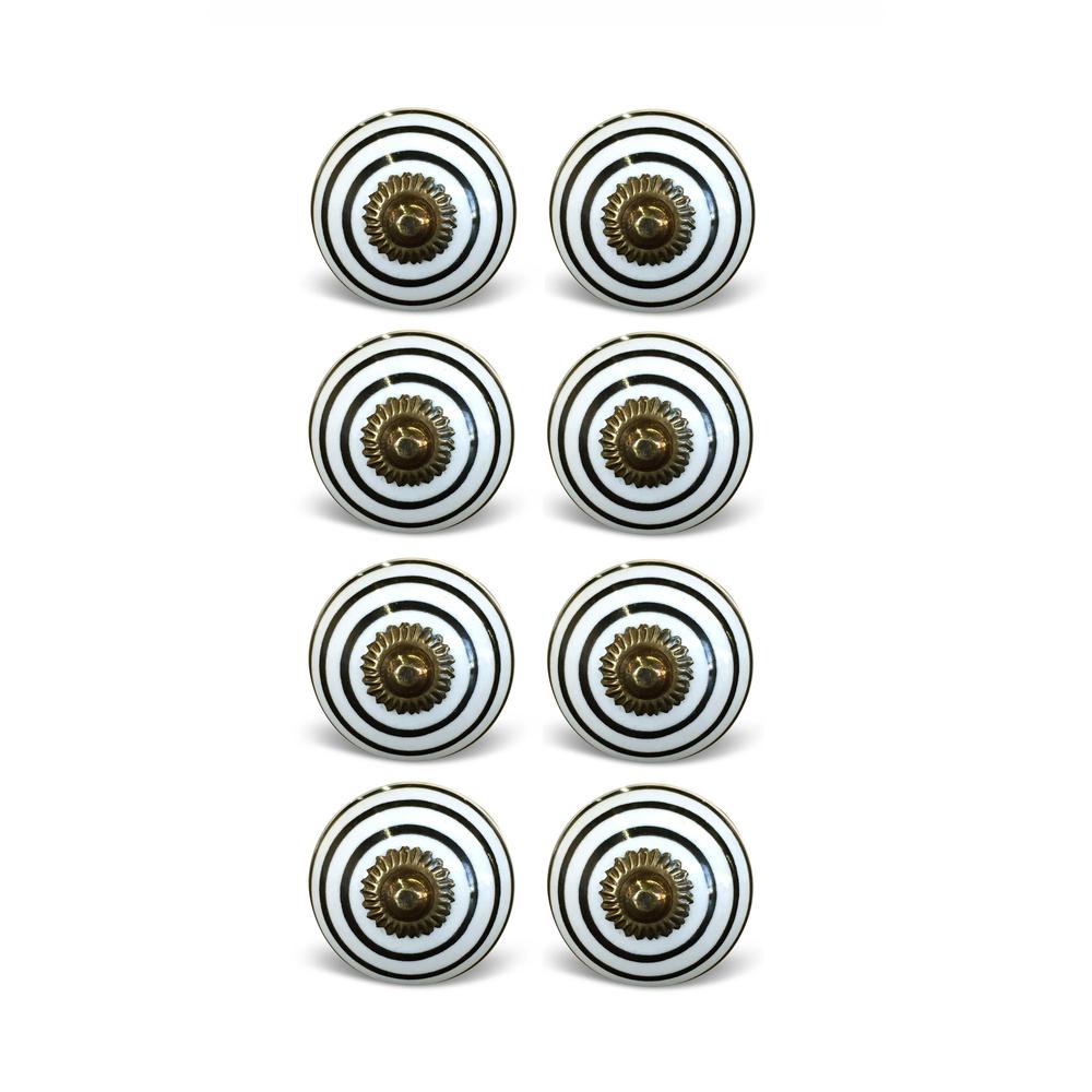 1.5" x 1.5" x 1.5" Hues Of Bronze White And Black  Knobs 8 Pack - 321658. Picture 1