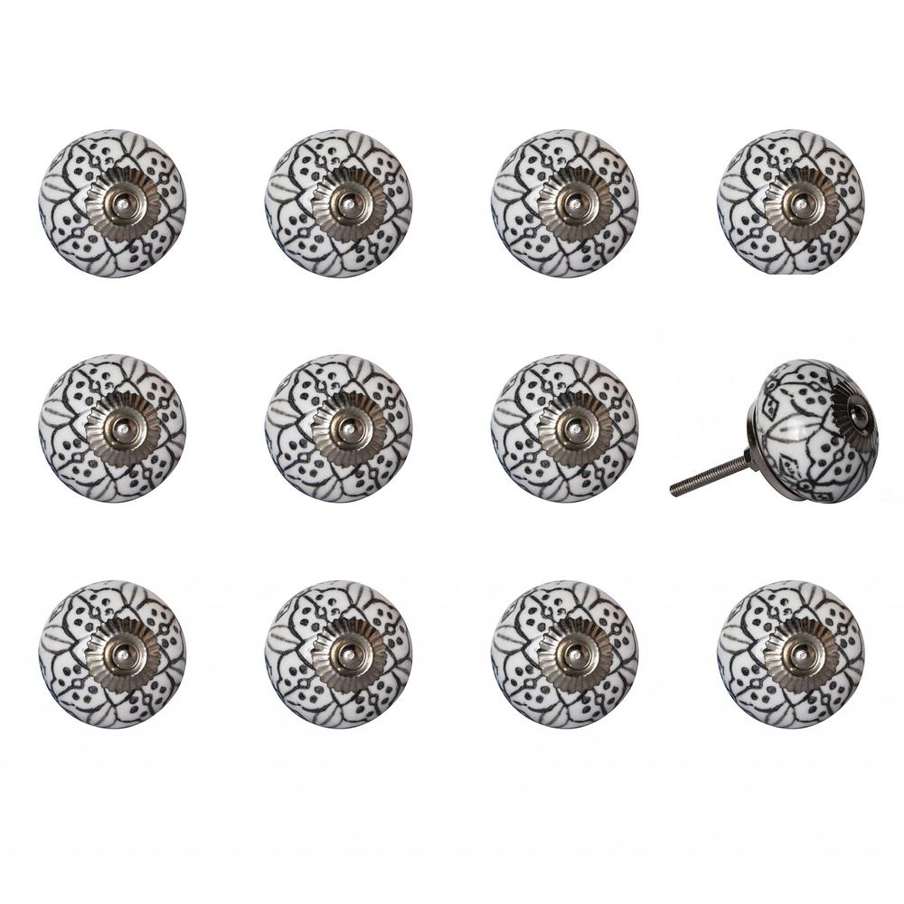 1.5" x 1.5" x 1.5" Black Gray and Silver  Knobs 12 Pack - 321663. Picture 1