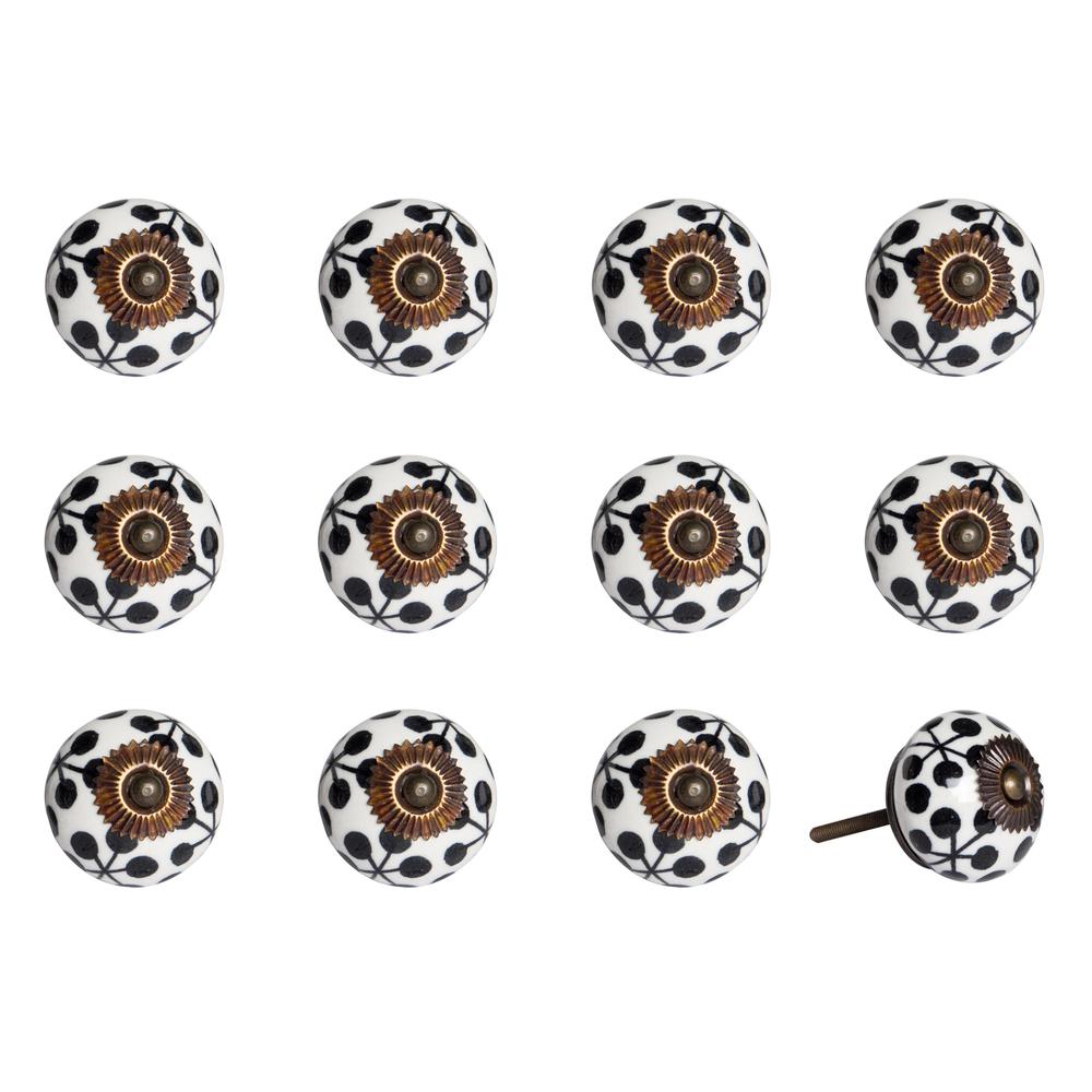 1.5" x 1.5" x 1.5" Black White and Cooper Knobs 12 Pack - 321680. Picture 1