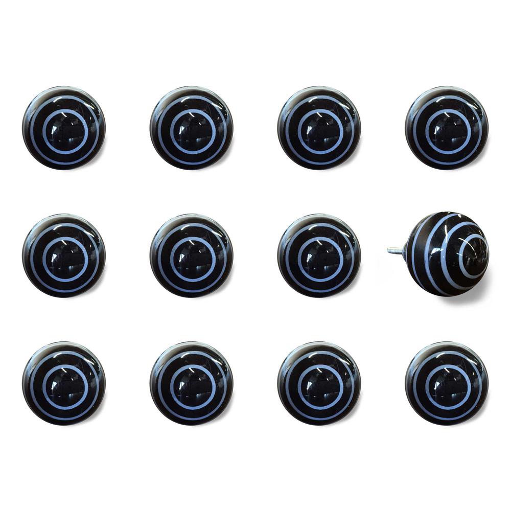 1.5" x 1.5" x 1.5" Black and Light Blue Knobs 12 Pack - 321683. Picture 1
