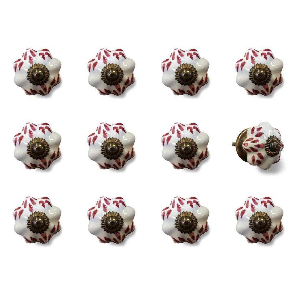 1.5" x 1.5" x 1.5" White Burgundy and Copper Knobs 12 Pack - 321686. Picture 1