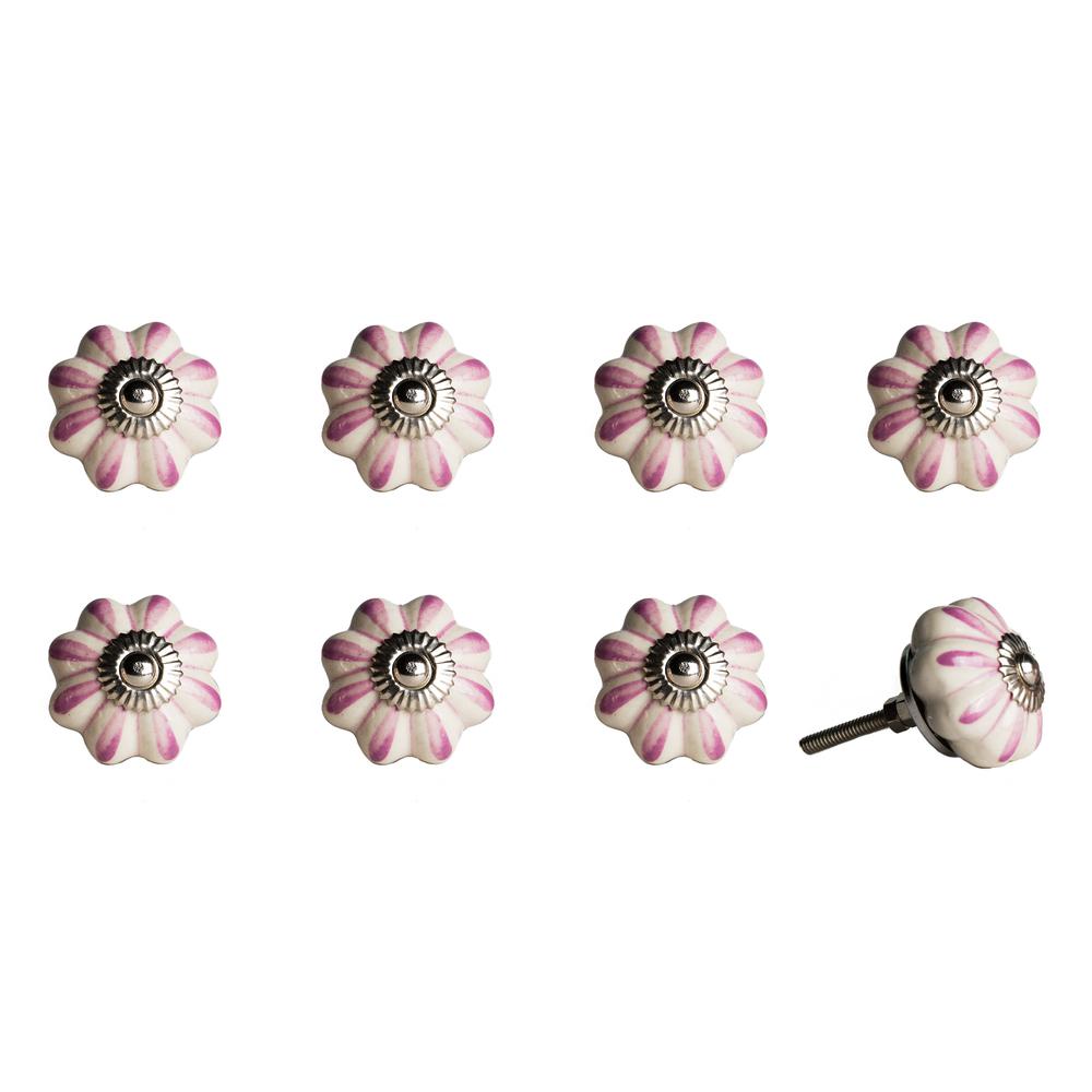 1.5" x 1.5" x 1.5" Hues Of Cream Pink And Silver  Knobs 8 Pack - 321691. Picture 1