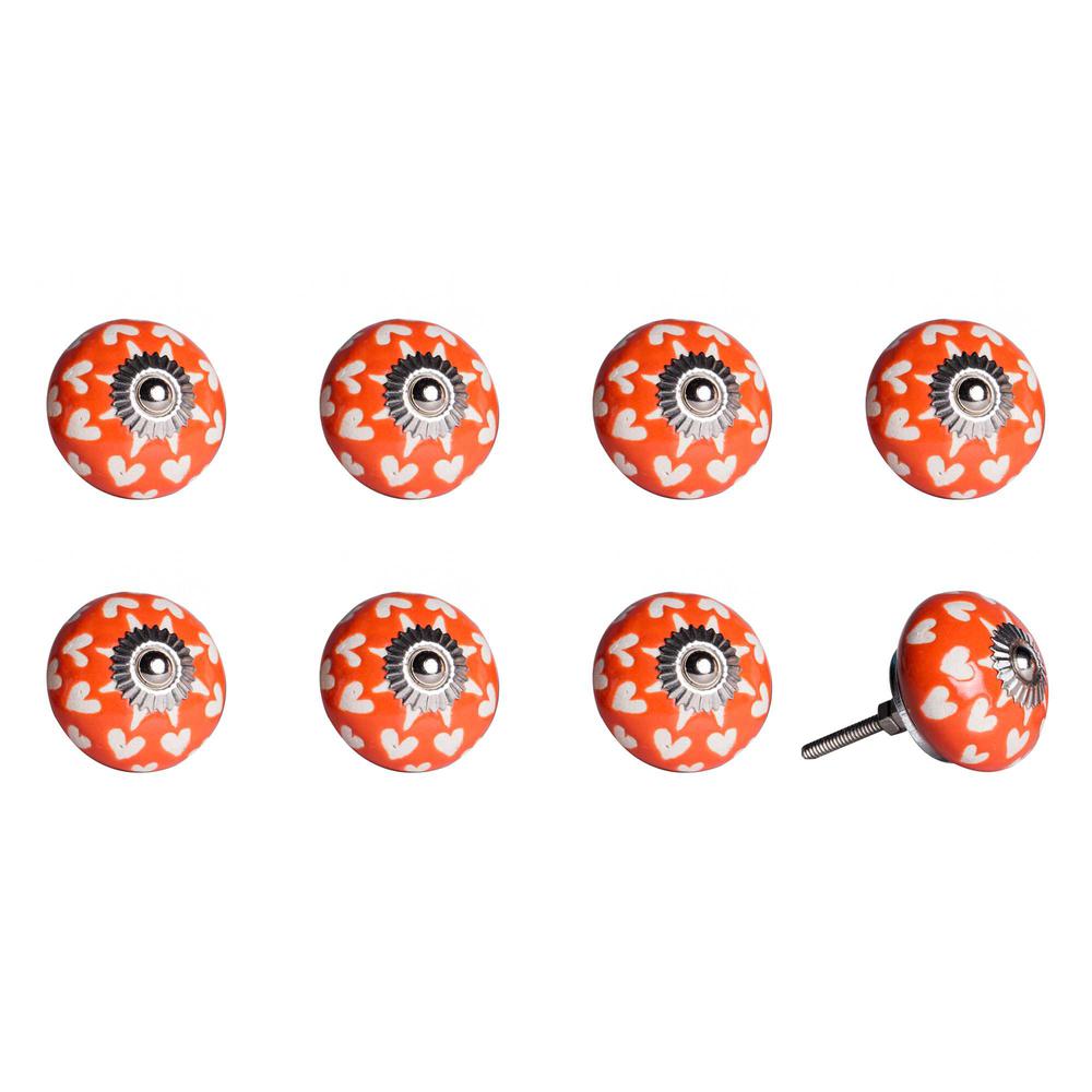 1.5" x 1.5" x 1.5" Hues Of Orange White And Silver  Knobs 8 Pack - 321692. Picture 1