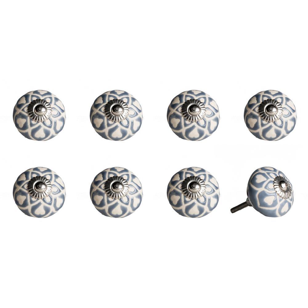 1.5" x 1.5" x 1.5" Hues Of Gray Cream And Silver  Knobs 8 Pack - 321693. Picture 1