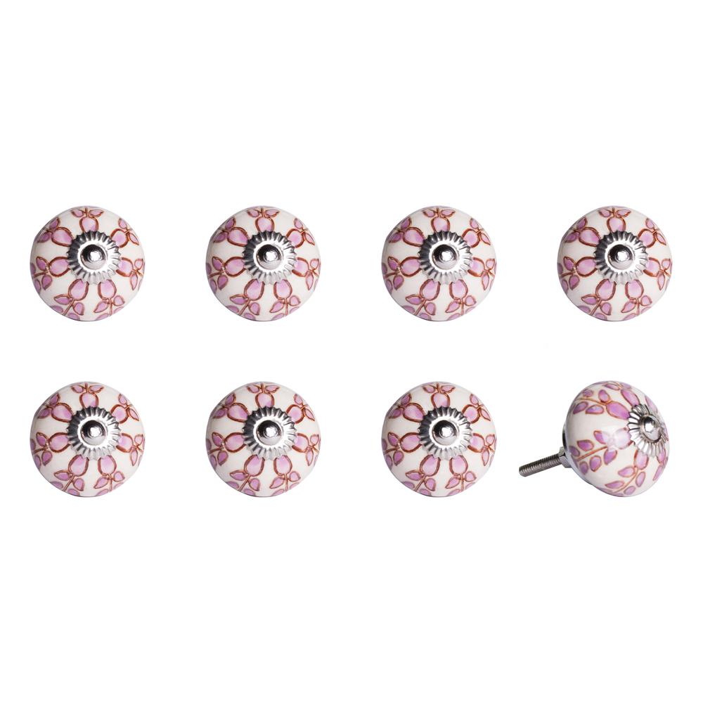 1.5" x 1.5" x 1.5" Hues Of White Pink And Burgundy  Knobs 8 Pack - 321694. Picture 1