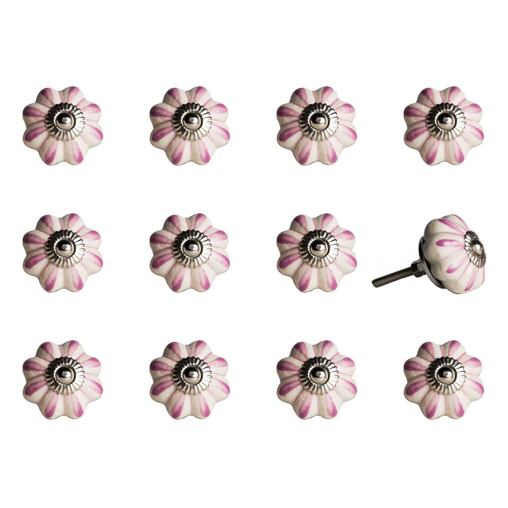 1.5" x 1.5" x 1.5" Cream Pink and Silver  Knobs 12 Pack - 321698. Picture 1