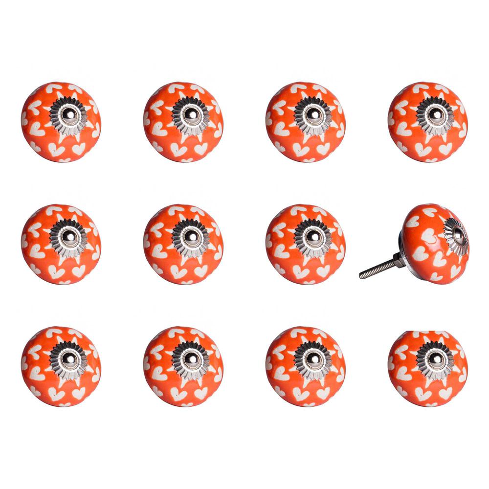1.5" x 1.5" x 1.5" Orange White and Silver  Knobs 12 Pack - 321699. Picture 1
