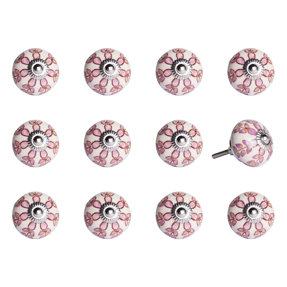 1.5" x 1.5" x 1.5" White Pink and Burgundy  Knobs 12 Pack - 321701. Picture 1
