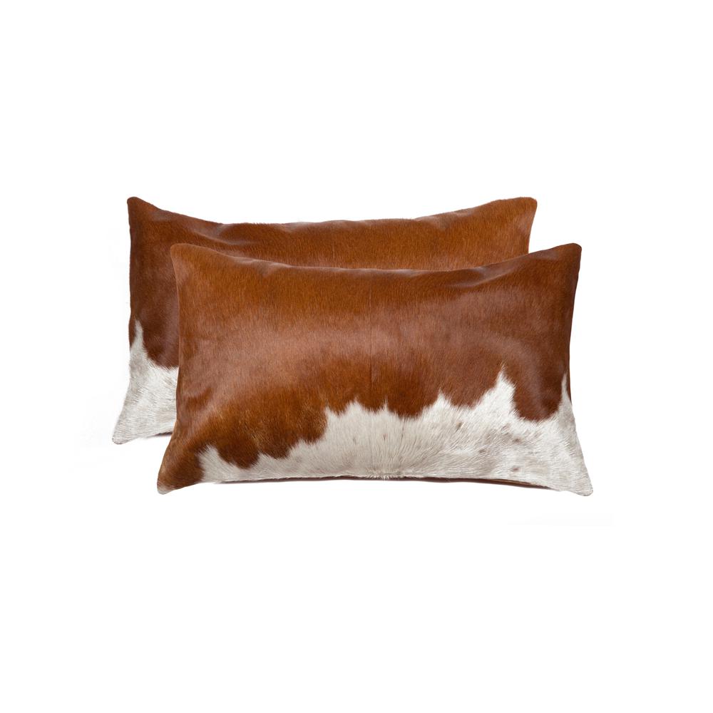 12" x 20" x 5" Brown And White Cowhide  Pillow 2 Pack - 328290. Picture 1